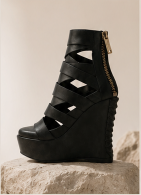 BAUNCI Wedge in black leather