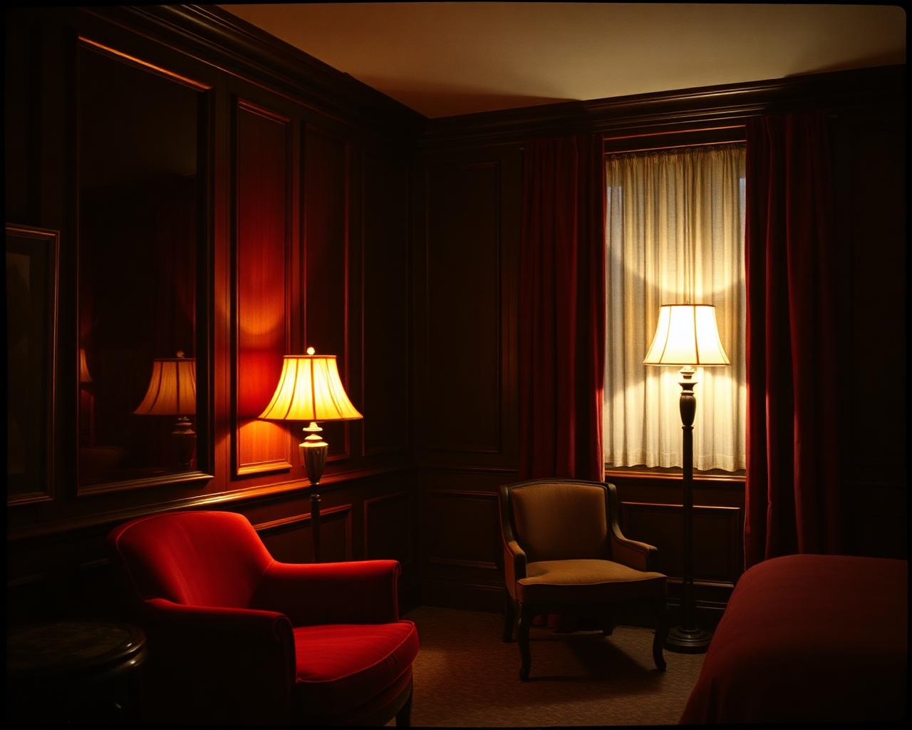 Dark boutique hotel interior